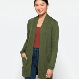 Bobeau Jenny Brushed Open Pocket Cardigan